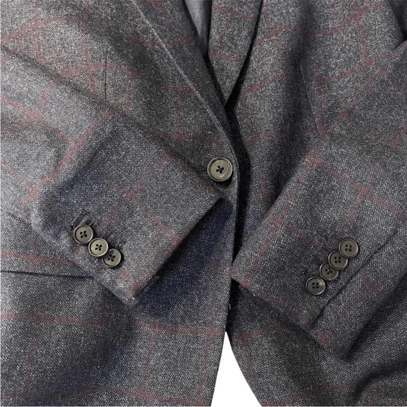 $748 Veronica Beard Blue Burgundy windowpane wool Dickey jacket Blazer sz 0 - Picture 8 of 16